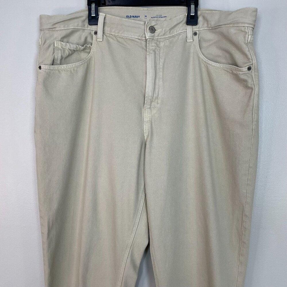 Old Navy Jeans 16 Tall High-Rise Slouchy Straight Crop Sand Non-Stretch Women's - Picture 3 of 12